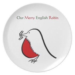 Our Merry English Robin Plates