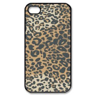Leopard cell phone high quality and reasonable price durability plastic hard case cover for apple iphone 4 4s with black background by liscasestore Cell Phones & Accessories