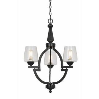 CAL Lighting 3 Light Ceiling Amount Hand Forged Oil Rubbed Bronze Iron Beverly Chandelier with Glass Shades FX 3552/3