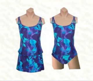 Carol Wior Slimsuit Hibiscus Print 3 piece Skirtini / Tankini Style Swimsuit RETAIL VALUE $129 (14)