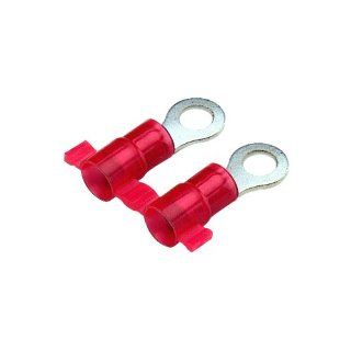 Panduit PN18 4R 3K Reel Smart System Ring Terminals, Nylon Insulated, Non Funnel Entry, 22   18, AWG Wire Range, Red, #4 Stud Size, 0.03" Stock Thickness, 0.145" Max Insulation, 0.25" Width, 0.22" Center Hole Diameter, 0.80" Length