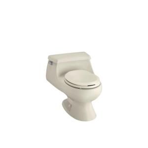 KOHLER Rialto 1 piece 1.6 GPF Round Front Toilet with French Curve Toilet Seat in Almond K 3386 47