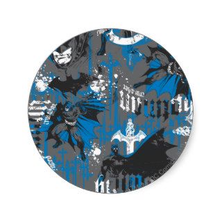 Batman Urban Legends   Caped Crusader Pattern Blue Round Sticker