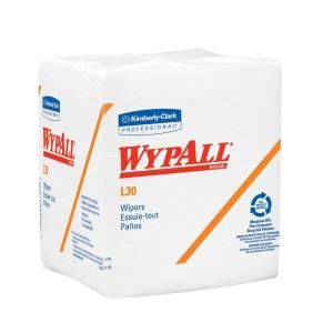 Kimberly Clark PROFESSIONAL 12 1/2 X 13, Wypall L30 Wipers, Quarterfold, White, Includes 12 Boxes of 90 Wipers Each KCC 05812