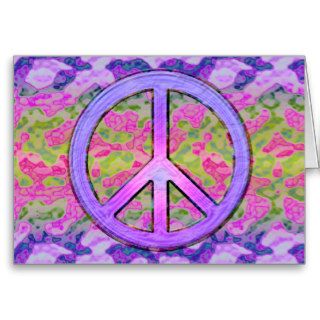 Retro Peace Sign Blank Greeting Card