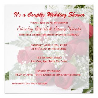 Red Roses Couples Wedding Shower Invitation