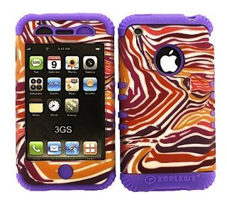 3 IN 1 HYBRID SILICONE COVER FOR APPLE IPHONE 3G 3GS HARD CASE SOFT LIGHT PURPLE RUBBER SKIN ZEBRA LP TE149 S KOOL KASE ROCKER CELL PHONE ACCESSORY EXCLUSIVE BY MANDMWIRELESS Cell Phones & Accessories