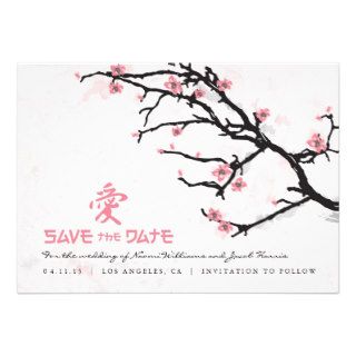 Painted Cherry Blossoms Save the Date Announcements