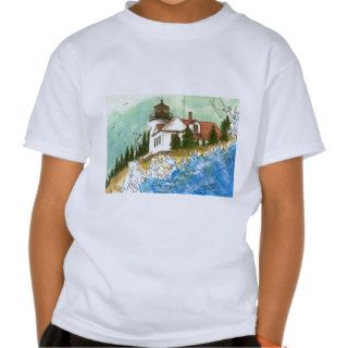Bass Harbor Lighthouse Maine Nautical Chart Art Tee Shirt