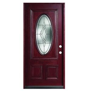 Solid Mahogany Type Prefinished Antique Patina Beveled Glass 3/4 Oval Entry Door SH 554 PH LH