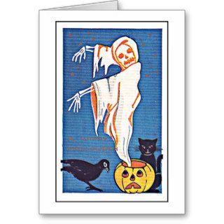 Scary Ghost Vintage Halloween Greeting Card