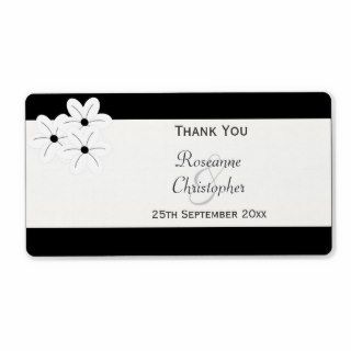 Black And White Flowers Thank You Shipping Labels