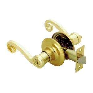 Defiant Scroll Polished Brass Privacy Lever 898625