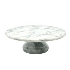 Creative Home 10 in. x 10 in. x 3.125 in. Cake Plate on Pedestal in White Marble 74753