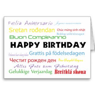 Happy Birthday in Many Languages Card