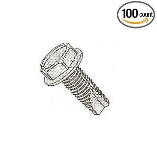 #8 32x1/4 Thread Cutting Screw Slot Hex Washer Hd Type 23 UNC Steel / Zinc Plated, Pack of 100 Thread Forming And Cutting Screws