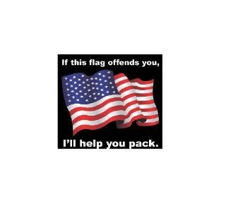 "If this flag offends you, I'll help you pack" premium vinyl decal (8" W x 7.2" H) 