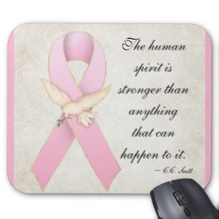 Pink Ribbon with Dove Quotable/Customize Mousepad