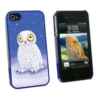 Graphics and More Snowy Owl   Bird Smart   Snap On Hard Protective Case for Apple iPhone 4 4S   Blue   Carrying Case   Non Retail Packaging   Blue Cell Phones & Accessories