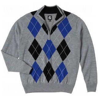 FootJoy Performance Half Zip Lined Sweater Steel Argyle Large  Athletic Sweaters  Sports & Outdoors