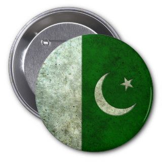 Pakistani Flag Aged Steel Effect Pinback Button
