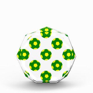 Green and Yellow Soccer Ball Pattern Acrylic Award