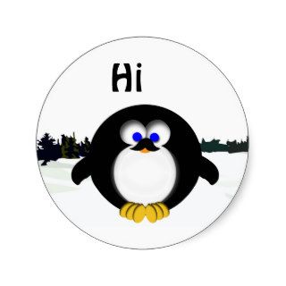 Hi Peter Penguin Round Stickers