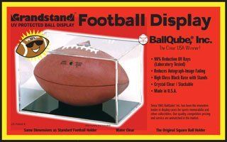 BallQube UV Protected Full Size Football Display Case   Holder   "Grand Stand"  Sports Related Display Cases  Sports & Outdoors