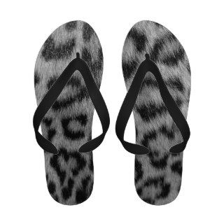 Silver & Black Leopard Print Flip Flops