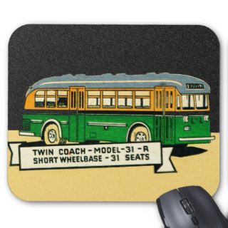 Retro Kitsch Vintage Twin Coach Bus 31 R Mousepad