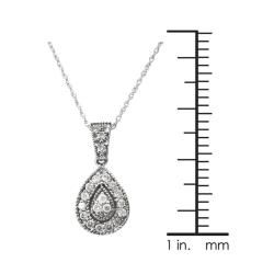 10k Gold 1/4ct TDW Diamond Vintage Pear shaped Halo Necklace (I J, I2 I3) Diamond Necklaces