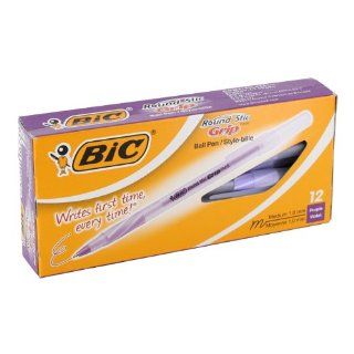 BIC Ultra Round Stic Grip Ballpoint Stick Pen, Purple Ink, Medium Point, 144/Pens  Rollerball Pens 