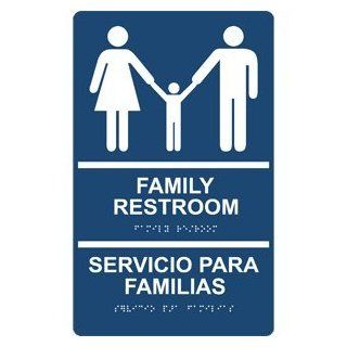 ADA Family Restroom Bilingual Braille Sign RRB 165 WHTonNavy Restrooms  Business And Store Signs 