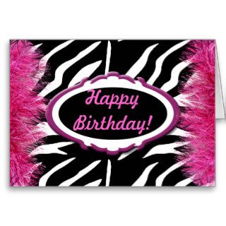 classy chic zebra skin pattern neon pink fur cards