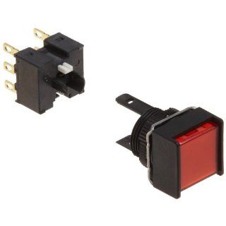 Omron A165 ARA 2 Two Way Guard Type Switch, Solder Terminal, IP65 Oil Resistant, Non Lighted, Square, Red, Alternate Operation, Double Pole Double Throw Contacts Electronic Component Pushbutton Switches