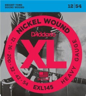 D'Addario EXL145 Nickel Wound Electric Guitar Strings, Heavy, 12 54 with Plain Steel 3rd Musical Instruments