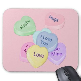 Candy Hearts and Text Mouse Pad