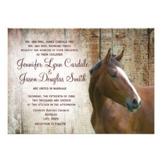 Rustic Horse Barn Wood Wedding Invitations