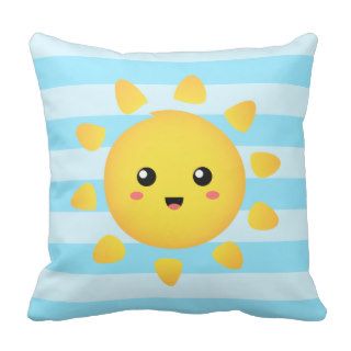 Cheerful sun that shines brightly all around pillows