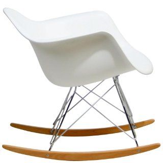 LexMod Molded Plastic Armchair Rocker in White   Rocking Chairs