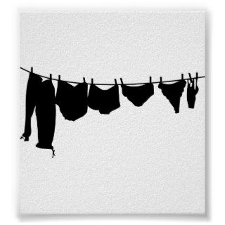 Clothes line silhouette posters