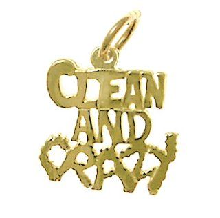Alcoholics Anonymous Recovery Saying Pendant, #148 15, Solid 14k Gold, "Clean and Crazy" Jewelry
