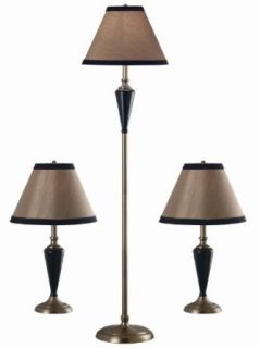 Kenroy 30349 Hunley Multipack Table and Floor Lamp, Bronzed Brass Finish with Gold Fabric Shade    