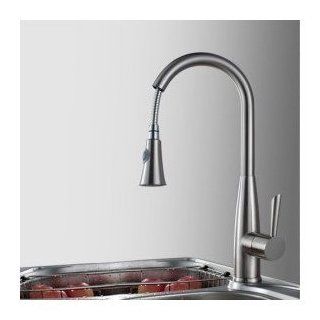 Nickel Brushed Finish Pull Down Kitchen Faucet   Touch On Kitchen Sink Faucets  