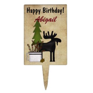 Personalized Rustic Moose Birthday Cake Topper