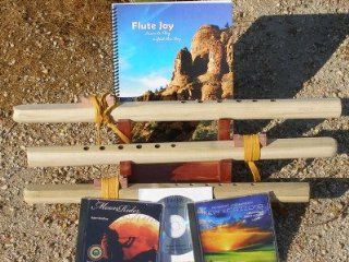 3 Unfinished A, G & F#, 6 hole Windpony Poplar Flutes with book & 3CDs Starter Set (Retail Value $149.95)   Books and CDs Musical Instruments