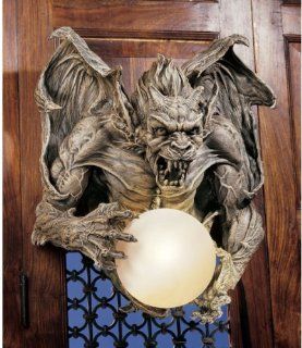 17" Scary Ferocious Dragon Gargoyle Wall Light Sculpture Statue Figurine Decor   Halloween