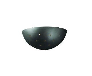 Justice Design Group CER 1390 GRAN Granite Ceramic Single Light Large Quarter Sphere 10.5" Interior Wall Sconce with Perforations Rated for Damp Locations from the Ceramic Collection    