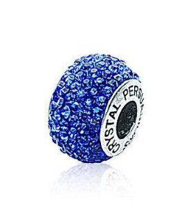 Sterling Silver Blue Sapphire Colored Crystal September Birthstone Bead Bead Charms Jewelry