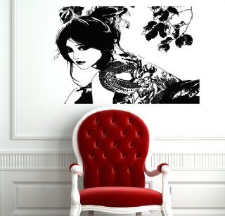 Wall Mural Vinyl Sticker Decal Sexy Japanese Girl and Tattoo with Dragon Co791   Wall Decor Stickers